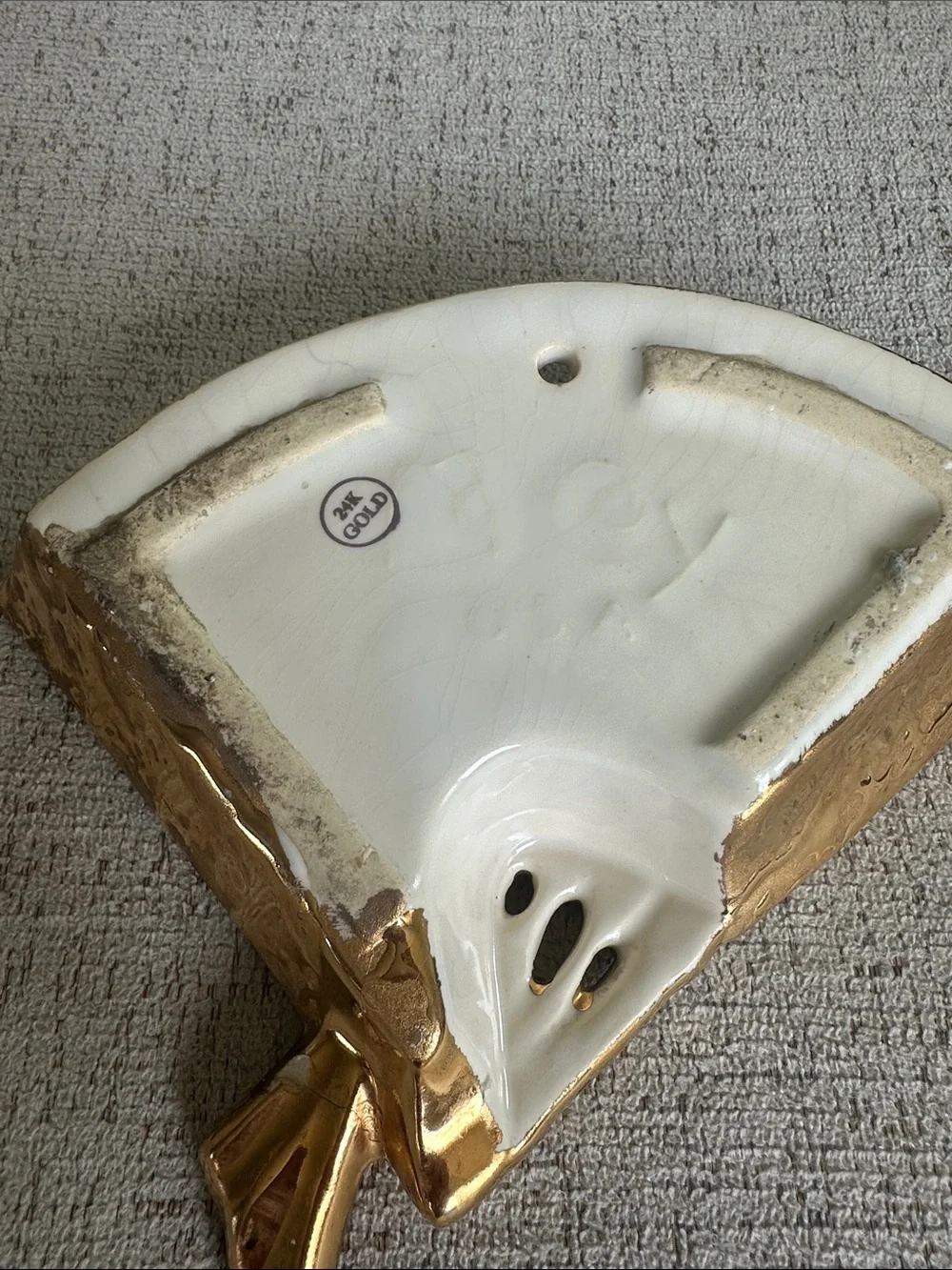 Vintage McCoy Gold Fan Wall Pocket Planter Vase from 1950s